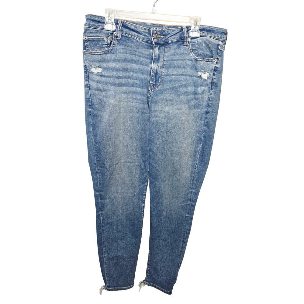 American Eagle Hi-Rise Jegging Women 18 Blue Distressed Next Level Stretch Denim